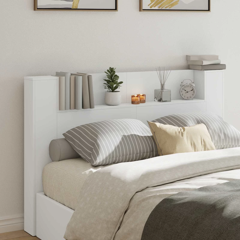 vidaXL Κεφαλάρι με ράφι Λευκό 160 x 16,5 x 103,5 cm Επεξεργασμένο ξύλο
