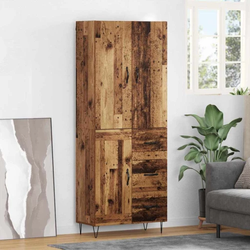 vidaXL Highboard με συρτάρι 2 pcs Παλιό ξύλο Επεξεργασμένο ξύλο
