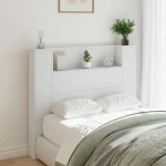 vidaXL Κεφαλάρι με ράφι Λευκό 120 x 16,5 x 103,5 cm Επεξεργασμένο ξύλο