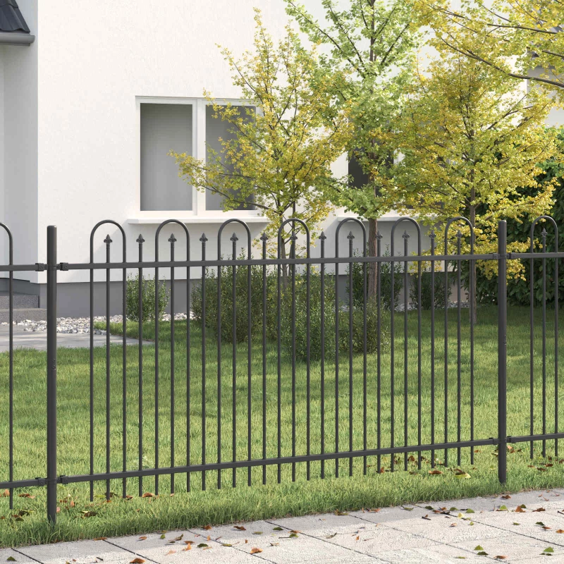 vidaXL Φράχτης Καμάρας με Άκρες Μαύρο 200 x 150 cm