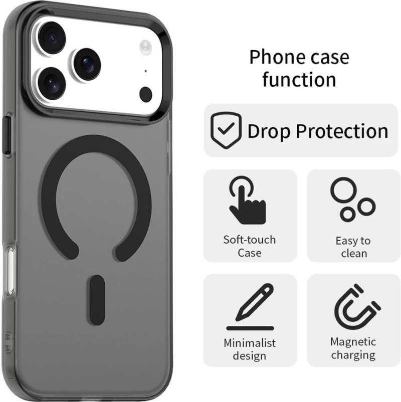 Θήκη iPhone 17 Pro Techsuit CandyCase Σκληρή Ημιδιάφανη με MagSafe - Black (5949419313361)