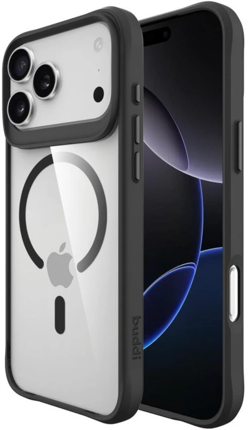 Θήκη iPhone 17 Pro Max Buddi Hybrid Σκληρή Διάφανη με MagSafe - Transparent / Black (8719246492563)