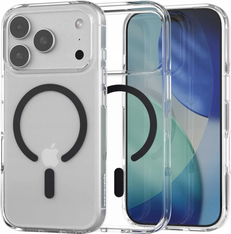 Θήκη iPhone 17 Pro Max Spacecase Clear MagSafe Σκληρή Διάφανη με MagSafe - Black (5905719131029)