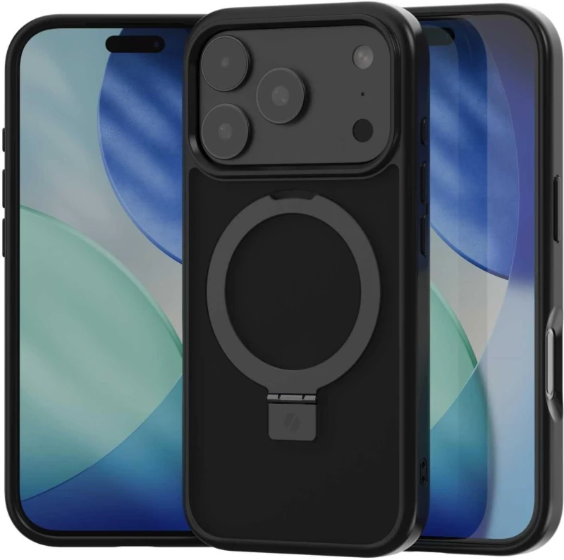 Θήκη iPhone 17 Pro Spacecase Ring Pro Mag Σκληρή με MagSafe & KickStand - Black (5905719130930)