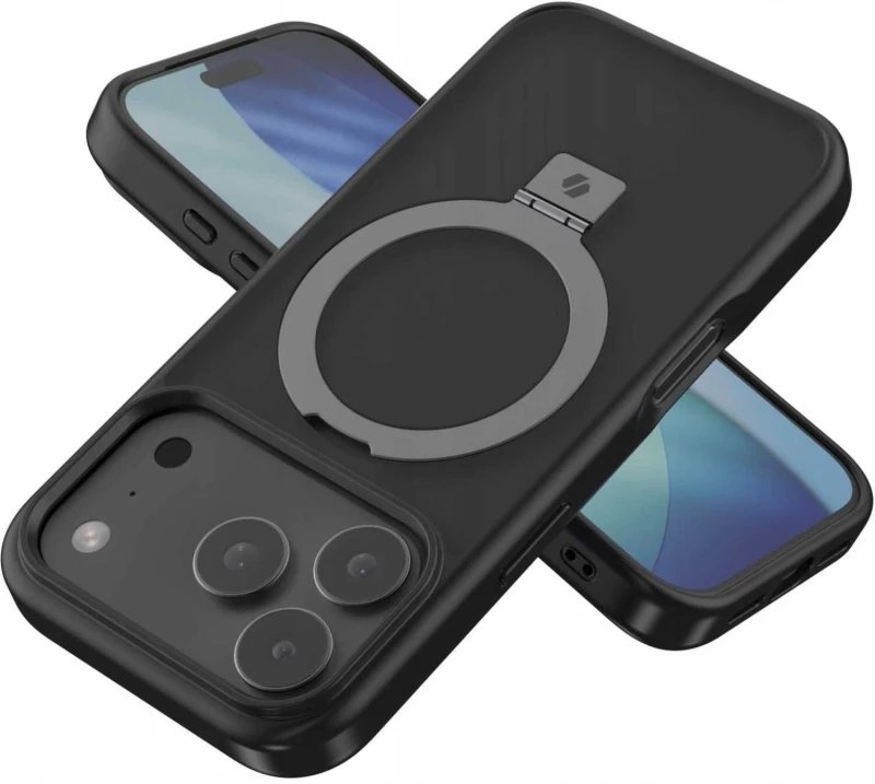 Θήκη iPhone 17 Pro Spacecase Ring Pro Mag Σκληρή με MagSafe & KickStand - Black (5905719130930)
