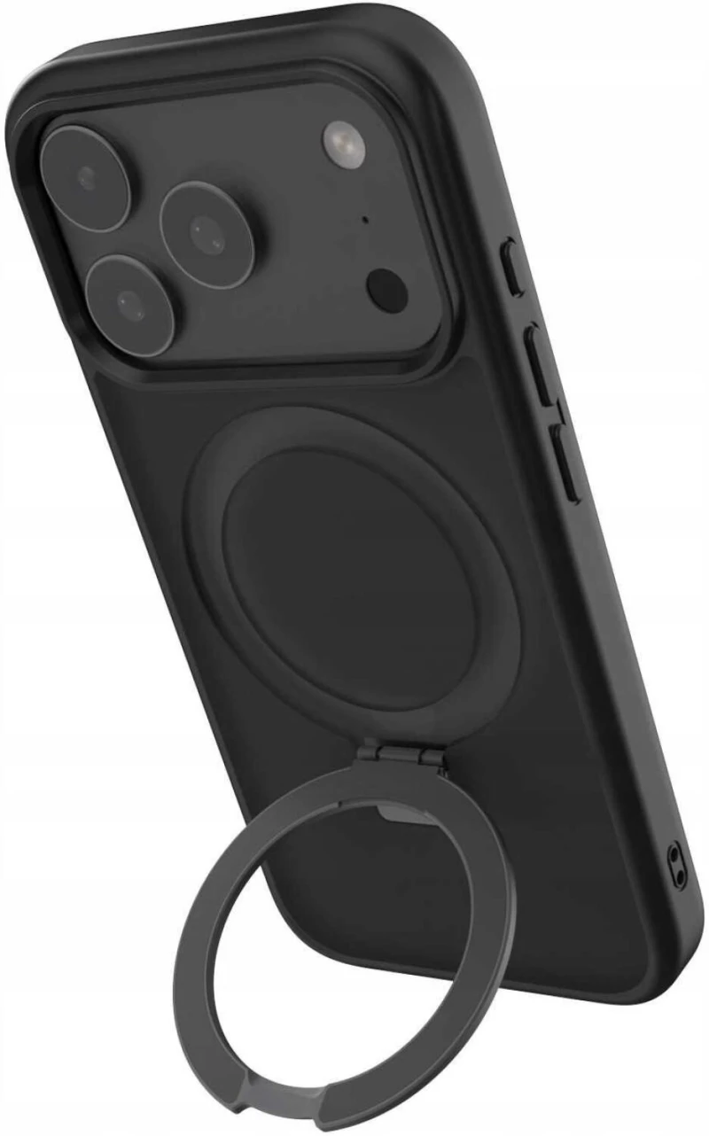 Θήκη iPhone 17 Pro Spacecase Ring Pro Mag Σκληρή με MagSafe & KickStand - Black (5905719130930)