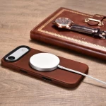 Θήκη iPhone Air iCarer Leather Back Case With Camera Button Δερμάτινη με MagSafe - Retro Brown (KJIP17250704-BN)
