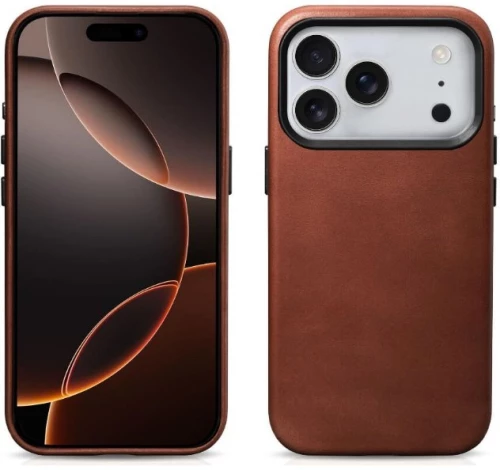 Θήκη iPhone 17 Pro iCarer Leather Back Case With Camera Button Δερμάτινη με MagSafe - Retro Brown (KJIP17250705-BN)