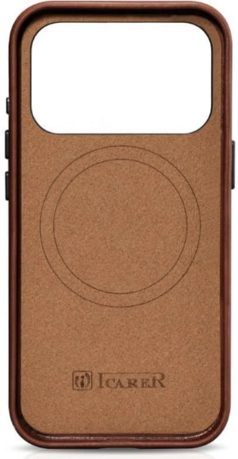 Θήκη iPhone 17 Pro iCarer Leather Back Case With Camera Button Δερμάτινη με MagSafe - Retro Brown (KJIP17250705-BN)