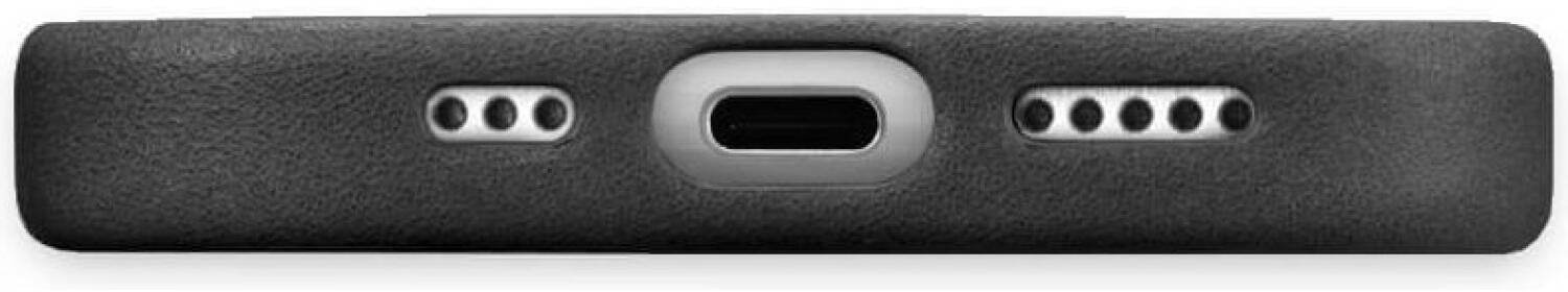 Θήκη iPhone 16 Pro iCarer Leather Back Case With Camera Button Δερμάτινη με MagSafe & Μεταλλικό Πλαίσιο Κάμερας - Black (WMI16240702-BK)