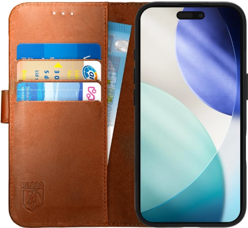 Θήκη iPhone 17 Pro Rosso Deluxe Δερμάτινο Πορτοφόλι - Brown (8719246484322)