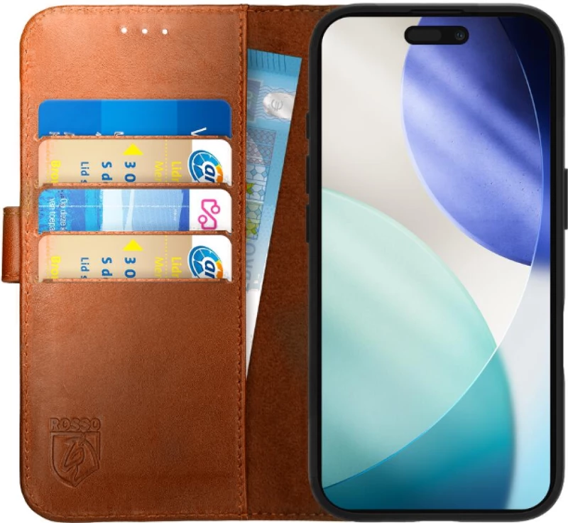 Θήκη iPhone 17 Pro Max Rosso Deluxe Δερμάτινο Πορτοφόλι - Brown (8719246484346)