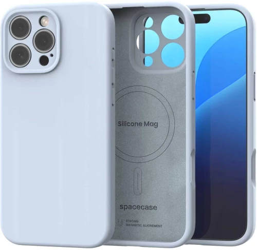 Θήκη iPhone 16 Pro Max Spacecase Silicone Mag Case Σιλικόνης με MagSafe - Baby Blue (5905719119409)