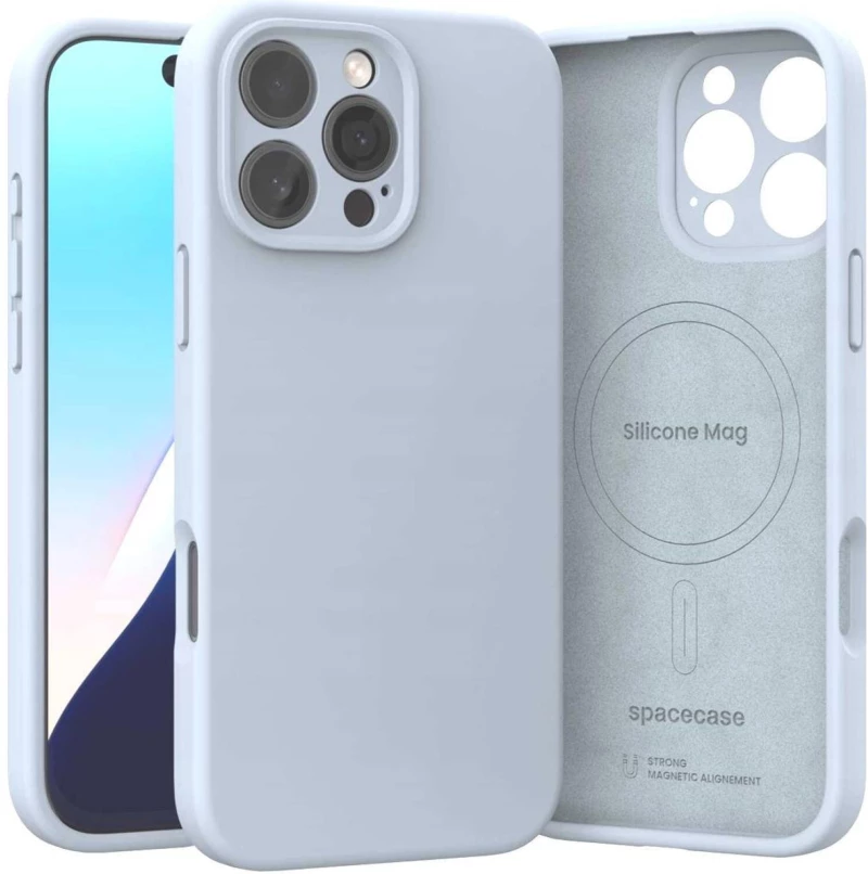 Θήκη iPhone 16 Pro Max Spacecase Silicone Mag Case Σιλικόνης με MagSafe - Baby Blue (5905719119409)