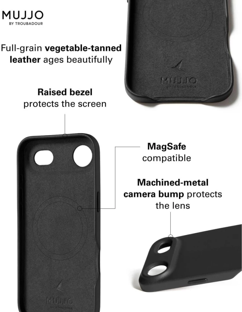 Θήκη iPhone Air MUJJO by Troubadour Full Leather Case Δερμάτινη με MagSafe - Black (‎MUJJO-CL-065-BK)