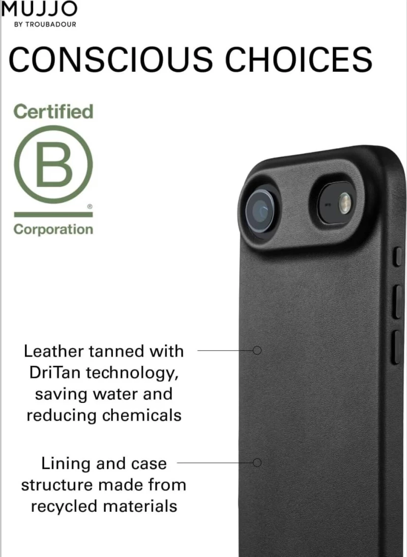 Θήκη iPhone Air MUJJO by Troubadour Full Leather Case Δερμάτινη με MagSafe - Black (‎MUJJO-CL-065-BK)