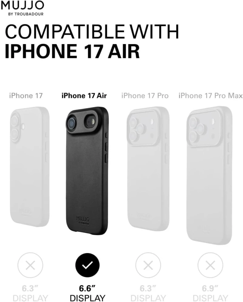 Θήκη iPhone Air MUJJO by Troubadour Full Leather Case Δερμάτινη με MagSafe - Black (‎MUJJO-CL-065-BK)