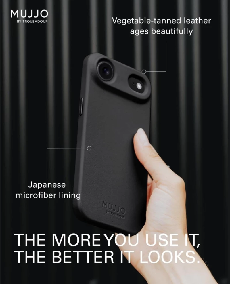 Θήκη iPhone Air MUJJO by Troubadour Full Leather Case Δερμάτινη με MagSafe - Black (‎MUJJO-CL-065-BK)