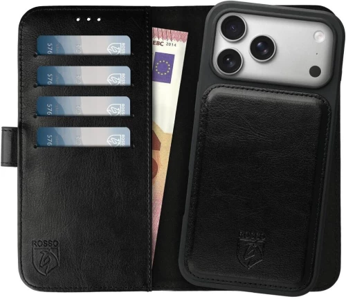Θήκη iPhone 17 Pro Max Rosso Element 2 in 1 PU Πορτοφόλι - Black (8719246484452)