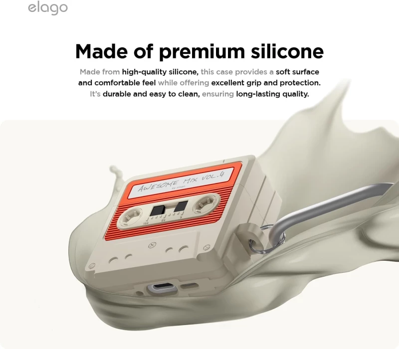 Θήκη Apple AirPods 4th Gen - Elago Cassette Tape Hang Case Σιλικόνης - Classic White (EAP4TAPE-HANG-CWHRD)