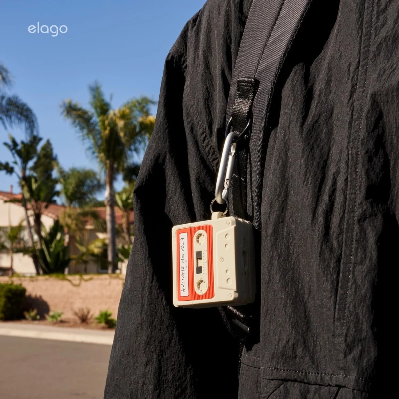 Θήκη Apple AirPods 4th Gen - Elago Cassette Tape Hang Case Σιλικόνης - Classic White (EAP4TAPE-HANG-CWHRD)