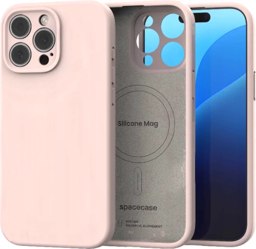 Θήκη iPhone 15 Pro Spacecase Silicone Mag Case Σιλικόνης με MagSafe - Baby Pink (5905719137823)