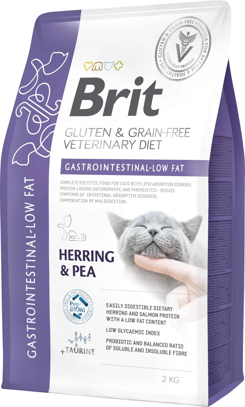 Brit VD CAT Veterinary Diet Cat Grain Free Gastrointestinal-Low Fat Herring & Pea 2kg