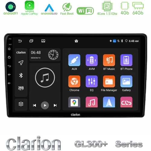 Clarion GL300+ Series 4Core Android11 4+64GB  Ford Transit Custom 2019-2024 Navigation Multimedia Tablet 10"