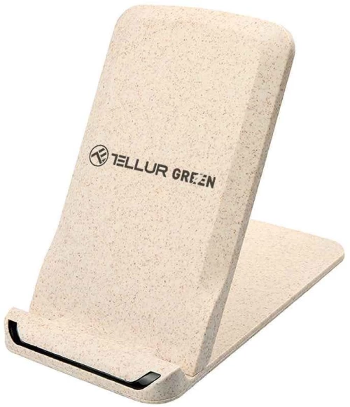 Tellur - Green - 15W Wireless Desk Charger - Cream - Wheat Straw