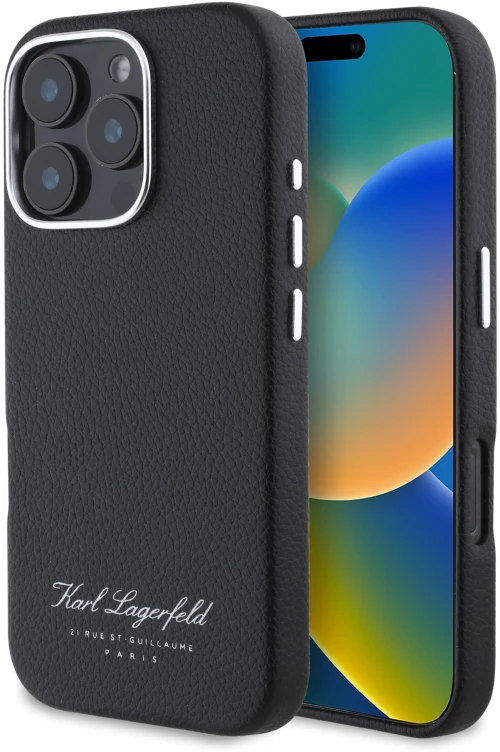Karl Lagerfeld “Rue St.Guillaume Logo Collection” Θήκη προστασίας από σιλικόνη – iPhone 16 Pro Μαύρο – KLHCP16LPGWCMKHK