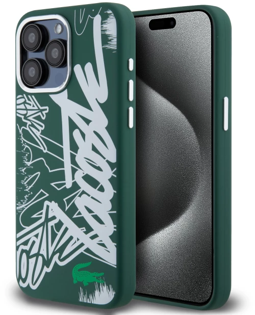 Lacoste Graffiti Hard Case Θήκη προστασίας από Liquid σιλικόνη iPhone 15 Pro Max Πράσινο/Λευκό