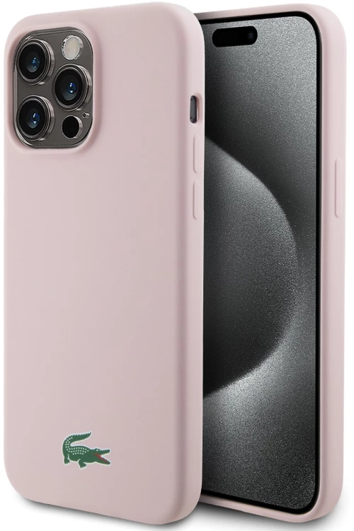 Lacoste Magsafe Croc Logo Hard Case Θήκη προστασίας από Σιλικόνη για iPhone 15 Pro Max Ροζ