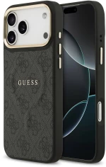 Guess - PU Leather 4G Gold Frame MagSafe Θήκη για iPhone 17 Pro Max – Black