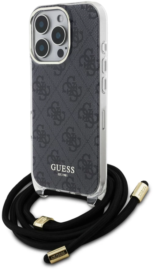 Guess - IML 4G Printed Θήκη με Crossbody Strap για iPhone 16 Pro Max – Black