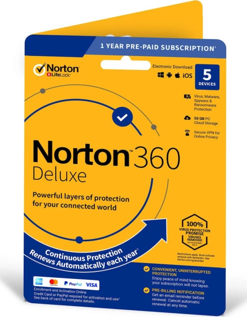 Norton 360 without Subscription (5 Devices - 1 Year) Deluxe incl. 50GB Ηλεκτρονική Άδεια
