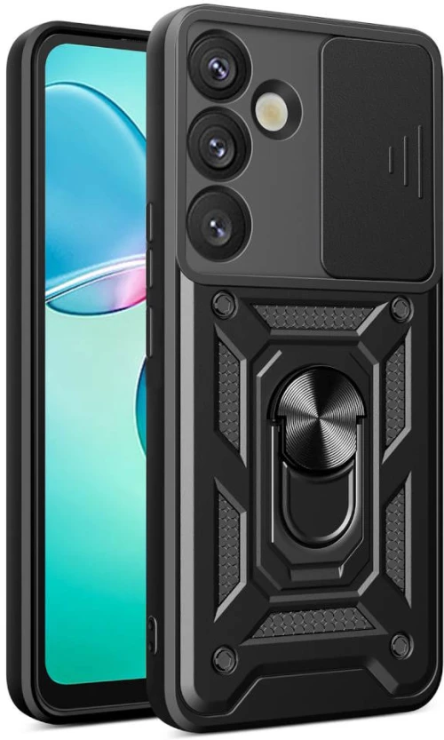 Σκληρή Θήκη Armor με Βάση Στήριξης Δαχτυλίδι για Samsung Galaxy S25 Plus - Μαύρο