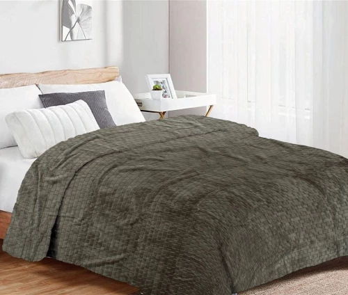 Κουβέρτα Μονή 160x220 Coral Fleece Jacquard Brick 07 Olive Dimcol