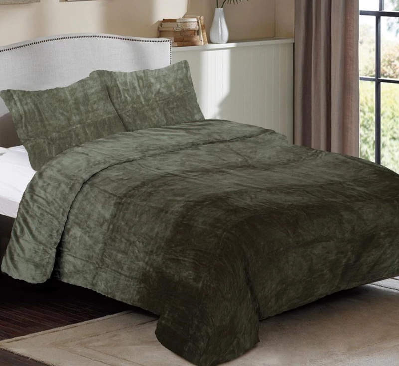Κουβέρτα Υπέρδιπλη 220x240 Coral Fleece Solid 07 Olive Dimcol