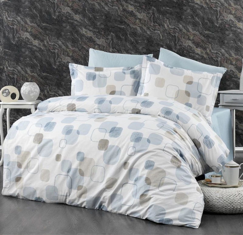 Σετ Σεντόνια Υπέρδιπλα 4τμχ (220x240) Μελίνα 707 White-Light Blue βαμβακερά Dimcol