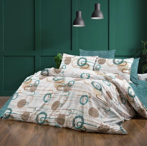 Σετ Σεντόνια Υπέρδιπλα 4τμχ (220x240) Διώνη 601 White-Petrol Dimcol