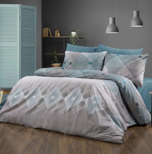 Σετ Σεντόνια King Size (240x270) Καλλιρόη 605 Grey-Petrol DimCol