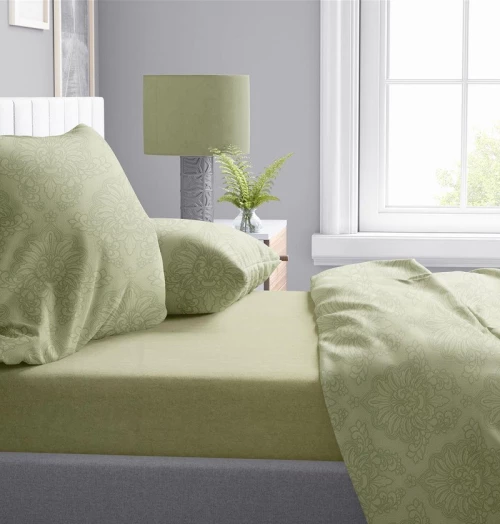 Σετ Σεντόνια Μονά 3τμχ (160x240) Άρτεμις 704 Light Olive βαμβακερά DimCol