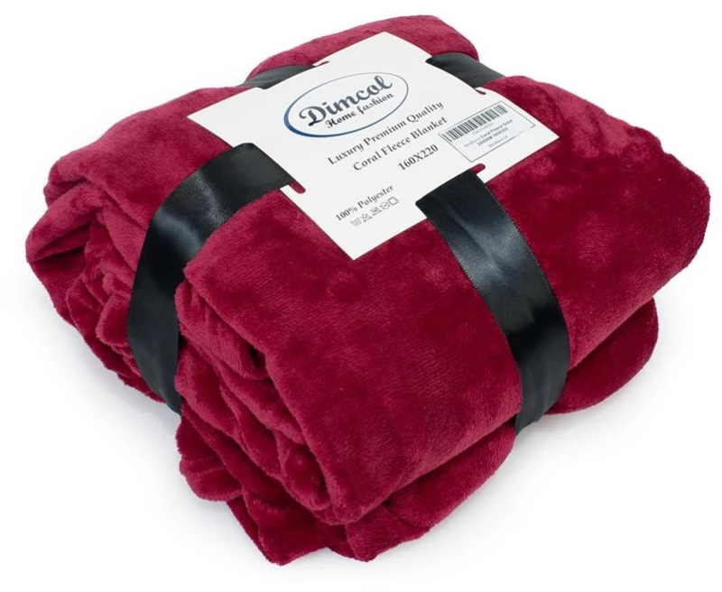 Κουβέρτα Μονή 160x220 Coral Fleece Solid 04 Bordeaux Dimcol