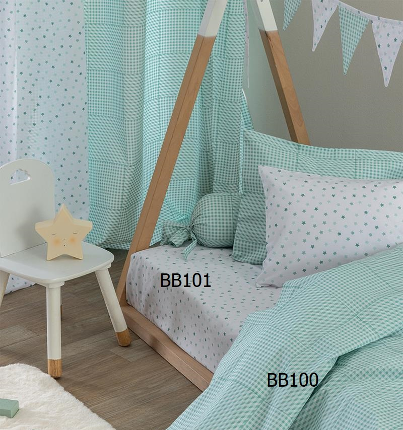 Σεντόνι Μονό (110x200+35) Με Λάστιχο BB100 Aqua βαμβακερό Palamaiki