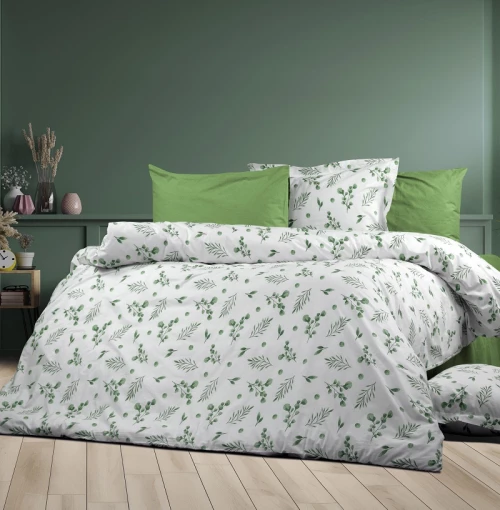 Σετ Σεντόνια Μονά 3τμχ (160x240) Μυρτώ 351 Green φανελένια DimCol