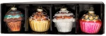 Σετ/4 Πολύχρωμο Γυάλινο Κρεμαστό Στολίδι Cupcake Φ6,5εκ