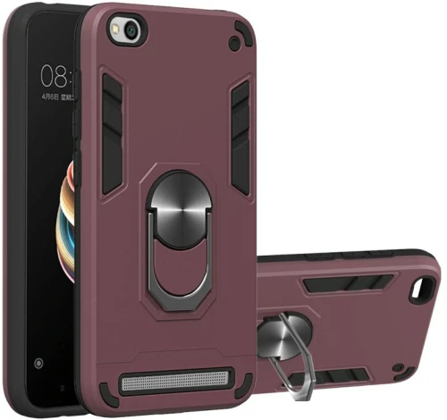 Για Xiaomi Redmi 5A / 5A Prime / Y1 2 σε 1 θωράκιση σειρά PC + TPU προστατευτική θήκη με δαχτυλίδι κάτοχος (Μπορντό)