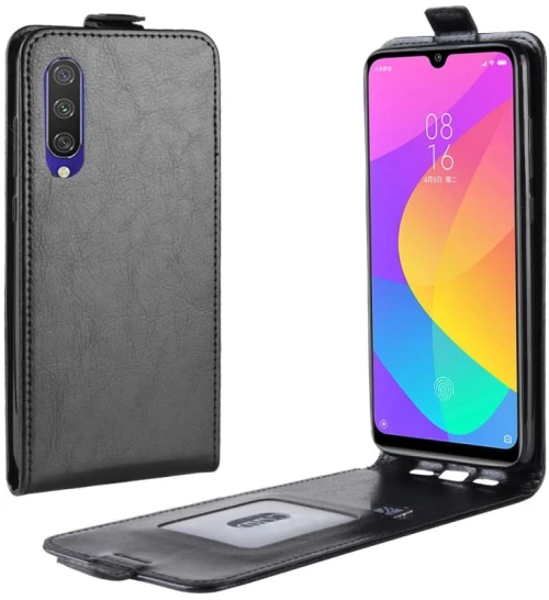 Θήκη προστασίας Crazy Horse με κάθετη αναδίπλωση από δέρμα για Xiaomi MI CC9e / MI A3 (Μαύρο)