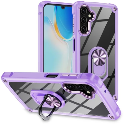 Για Samsung Galaxy A16 5G TPU + PC φακό προστασίας υπόθεση τηλεφώνου με θήκη δαχτυλίδι (Μωβ)