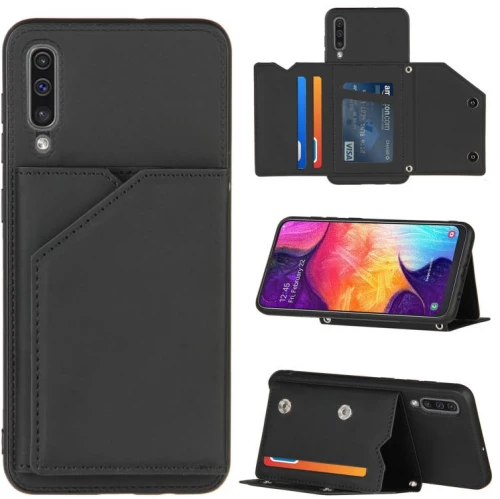 Για το Samsung Galaxy A50 & A30s & A50s Skin Feel PU + TPU + PC Back Cover Αδιάβροχη θήκη με υποδοχές για κάρτες & υποδοχή & πλαίσιο φωτογραφιών (Μαύρο)